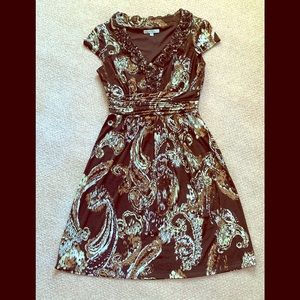 Sandra Darren Brown Paisley Pattern Dress Women 8